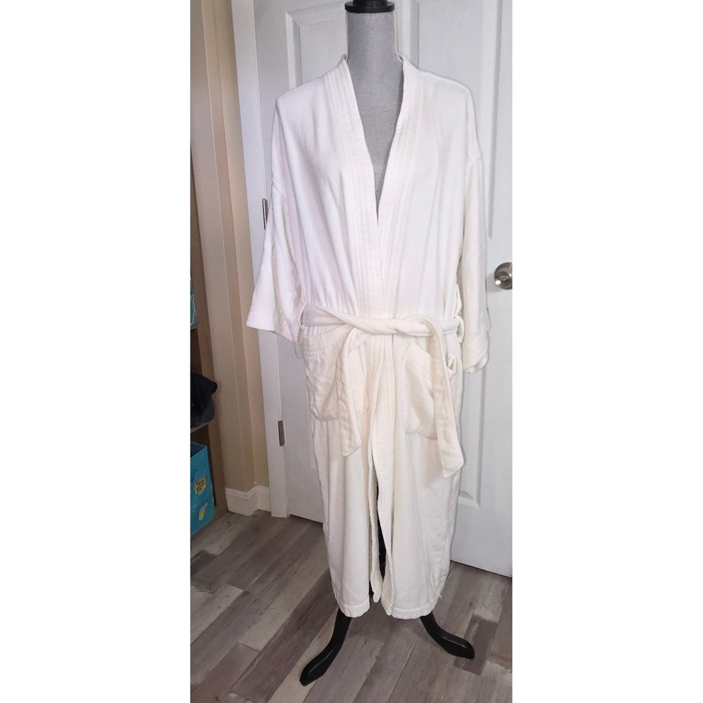Christian Dior Monsieur Vintage White Terry Cloth Bathrobe Belted Pockets Luxury